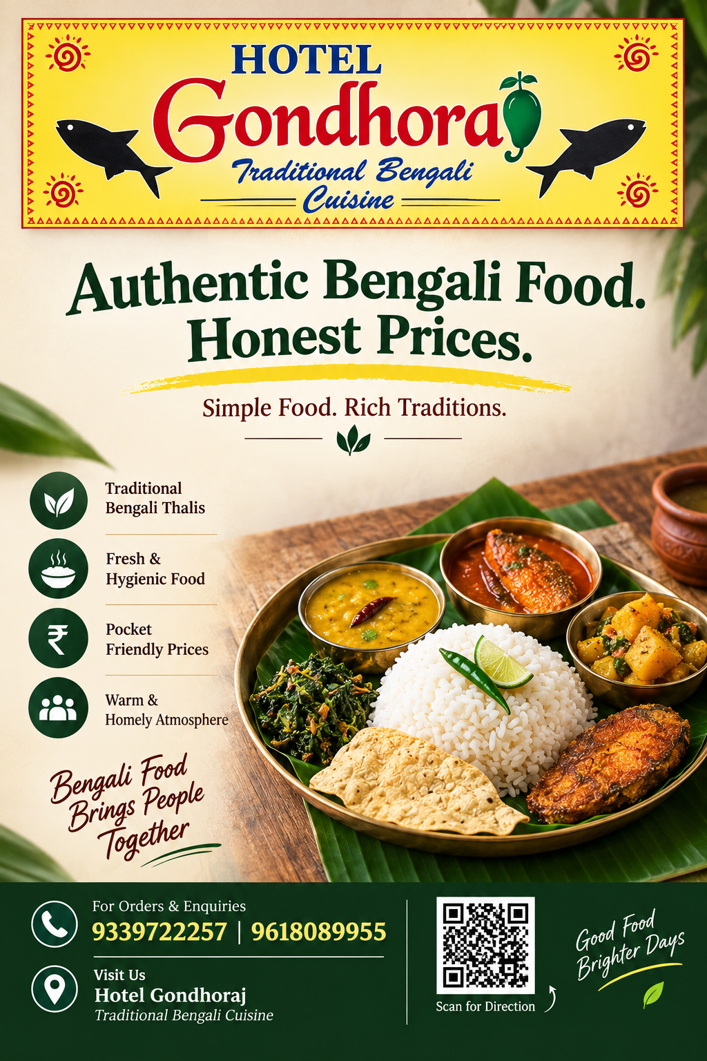 Hotel Gondhoraj Bengali thali poster